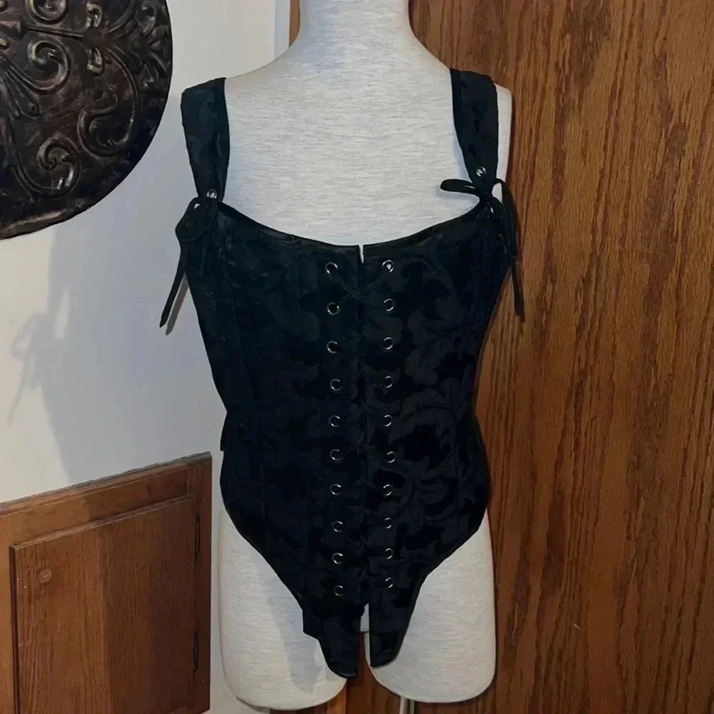 Gallery Serpentine Gothic Brocade‎ Lace Up Corset Victorian Top
